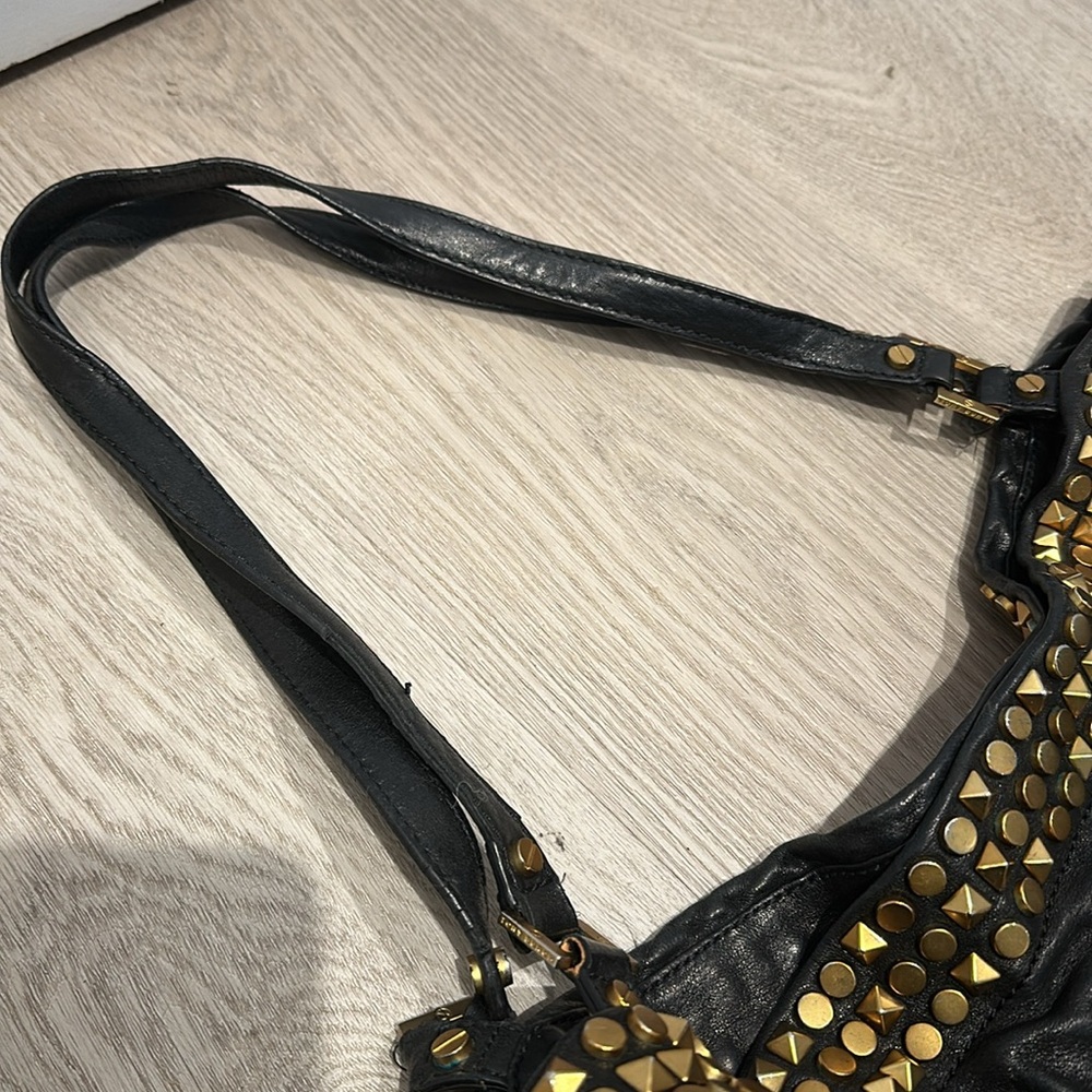 Tory Burch Black Leather Studded Tote Bag - Picture 4 of 7
